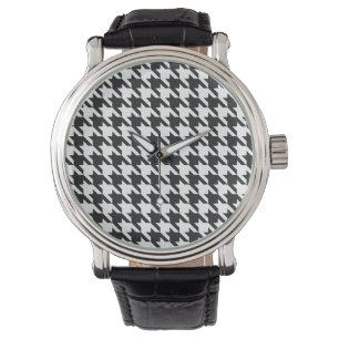 Black and White Houndstooth Mönster Armbandsur