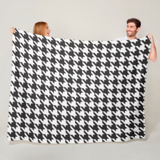 Black and White Houndstooth Mönster Fleecefilt