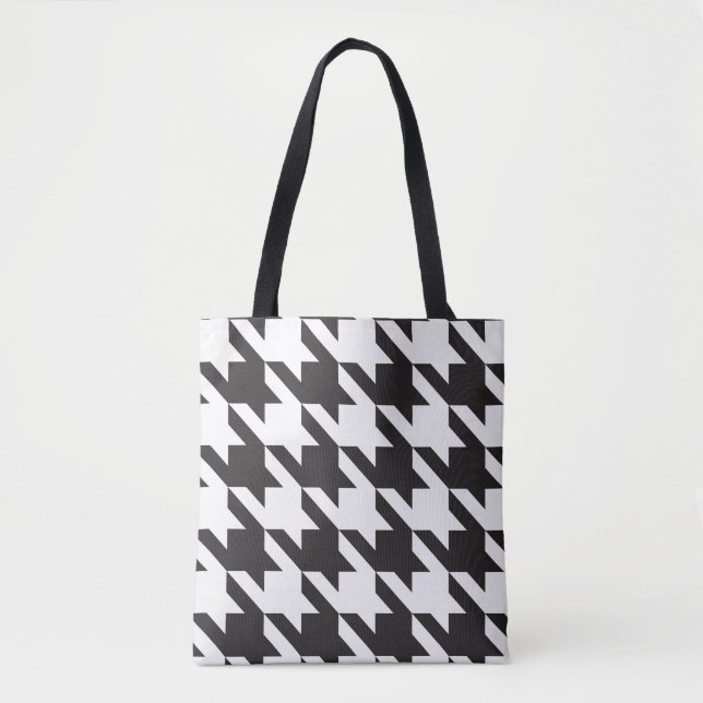 Black and White Houndstooth Mönster Tygkasse (Framsida)