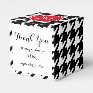 Black and White Houndstooth Red Monogram Presentaskar