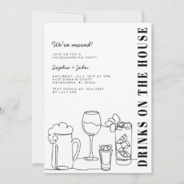 Black and White Houseuppvärmning Party Inbjudningar