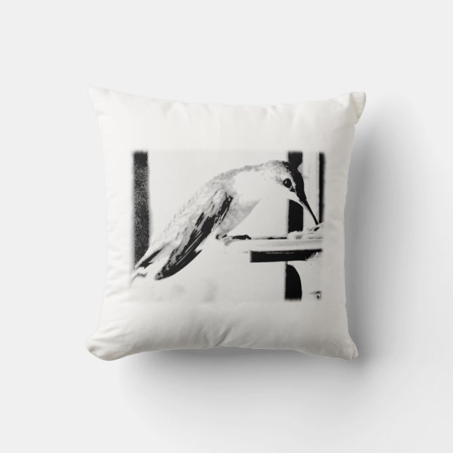 Black and White Hummingbird Bild Kudde (Framsida)