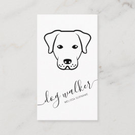 Black and White Hund Line Art Modern Dog Walker Visitkort