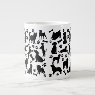 Black and White Hund Silhouette Jumbo Mugg
