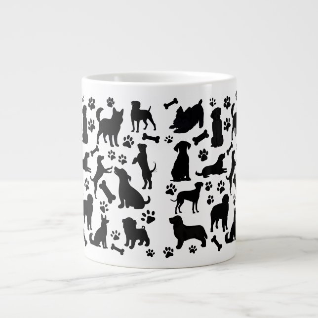 Black and White Hund Silhouette Jumbo Mugg (Framsidan)