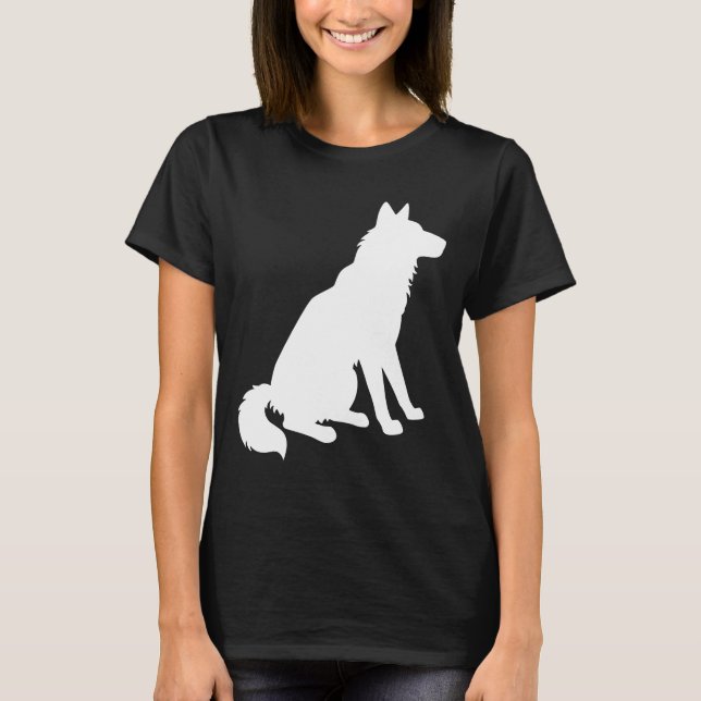 Black and White Husky Silhouette T Shirt (Framsida)