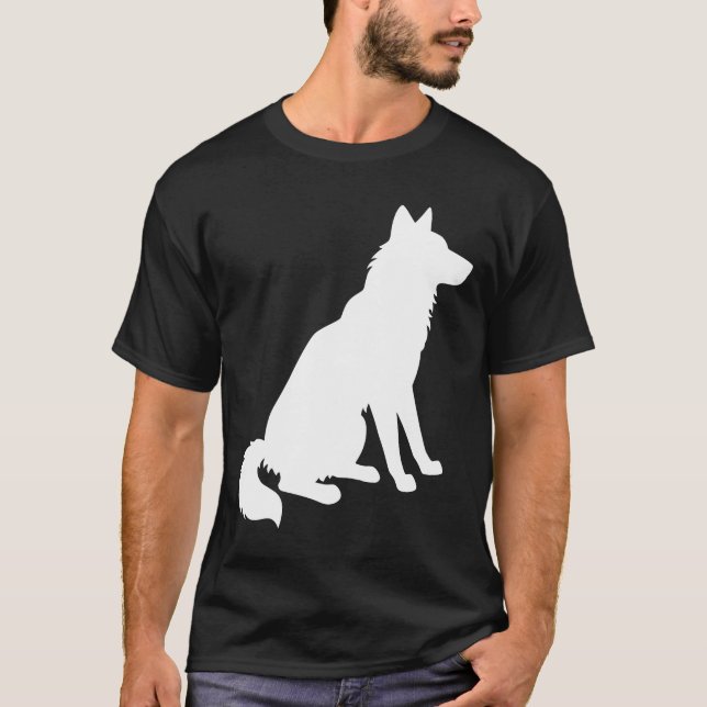 Black and White Husky Silhouette T Shirt (Framsida)