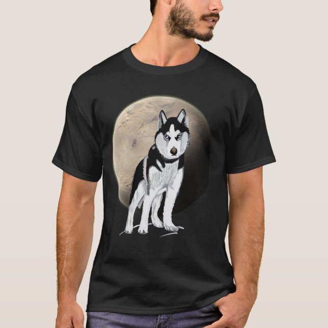 Black and White Husky T Shirt (Framsida)