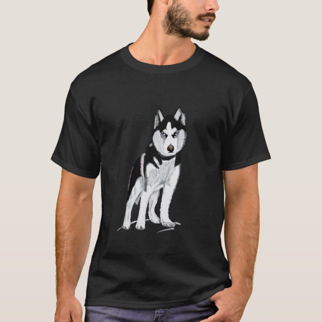 Black and White Husky T Shirt (Framsida)