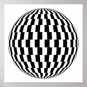 Black and White Hypnotic Disco Boll Poster