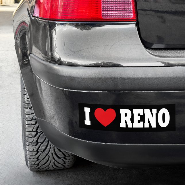 Black and White I Kärlek Reno Bildekal (Black and White I Love Reno Bumper Sticker)