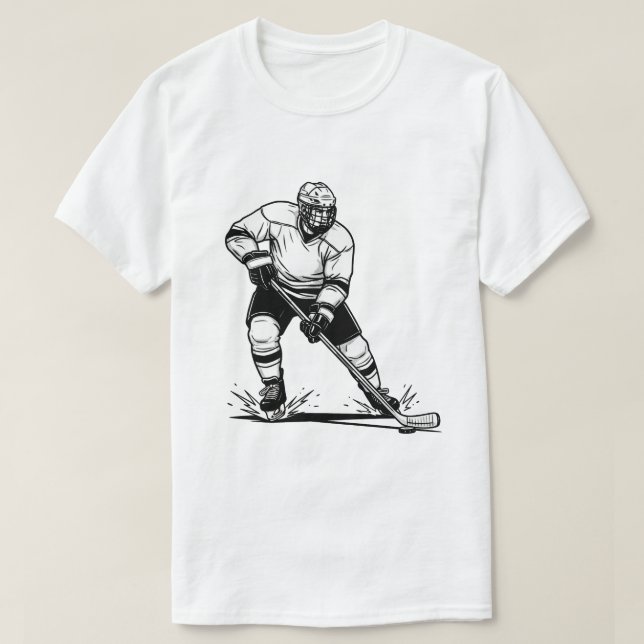Black and White Ice Hockey Player T Shirt (Design framsida)