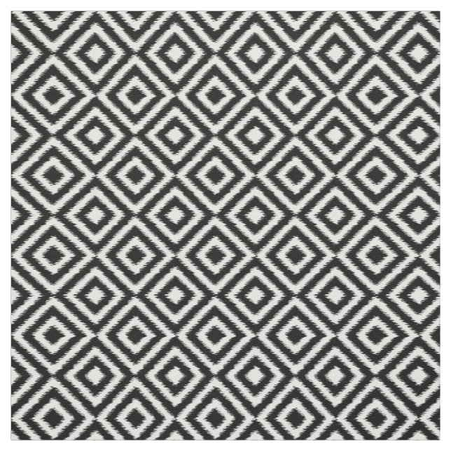 Black and White Ikat Squares Mosaic Art Mönster Tyg (Provkarta)