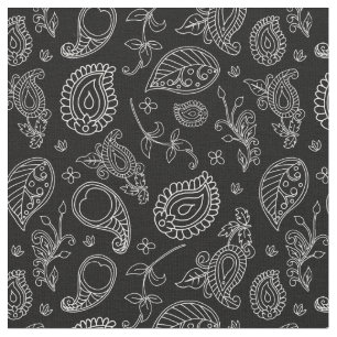 Black and White Indie Boho Paisley Print Tyg