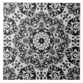 black and white intricate mandala pattern art kakelplatta