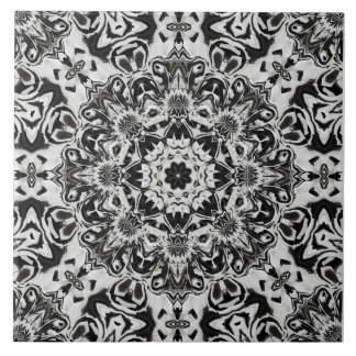 black and white intricate mandala pattern art kakelplatta