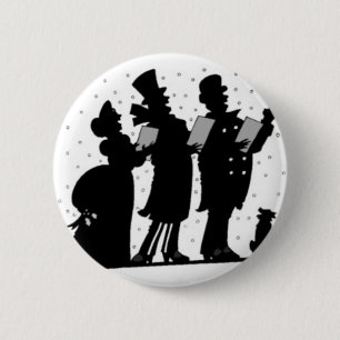 Black and White jul Caroler Button Knapp