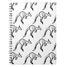 Black and White Jumping Kangaroo Sketch Anteckningsbok