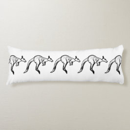 Black and White Jumping Kangaroo Sketch Kroppskudde