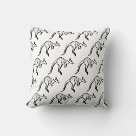 Black and White Jumping Kangaroo Sketch Kudde