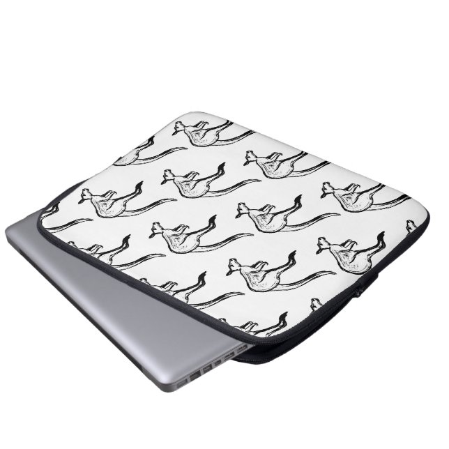 Black and White Jumping Kangaroo Sketch Laptop Fodral (Framre botten)