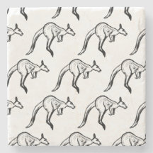 Black and White Jumping Kangaroo Sketch