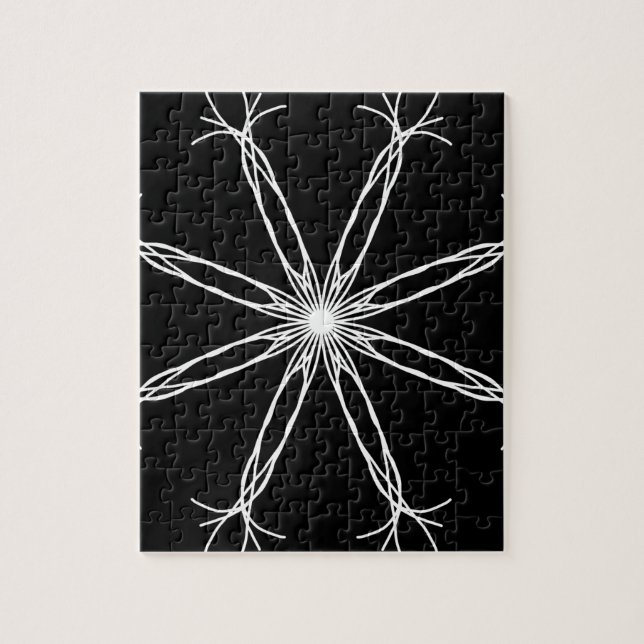 Black and White Kaleidoscope Star Pussel (Vertikal)