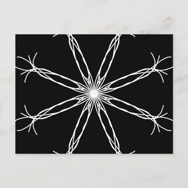 Black and White Kaleidoscope Star Vykort (Framsida)