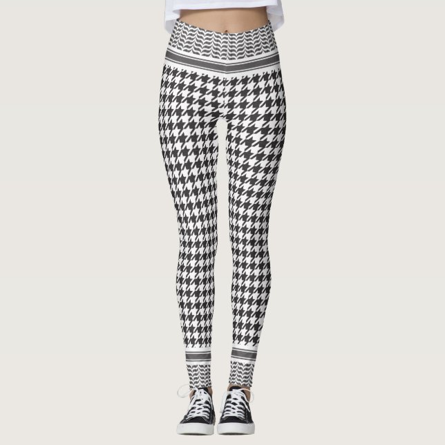 Black and White Keffiyeh Leggings (Framsida)