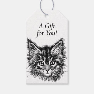 Black and White Kitten Ansikte A Gift för dig Presentetikett