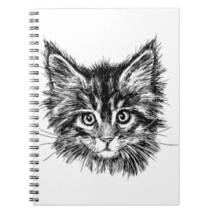Black and White Kitten Ansikte Anteckningsbok