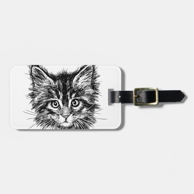Black and White Kitten Ansikte Bagagebricka (Horisontell Framsida)