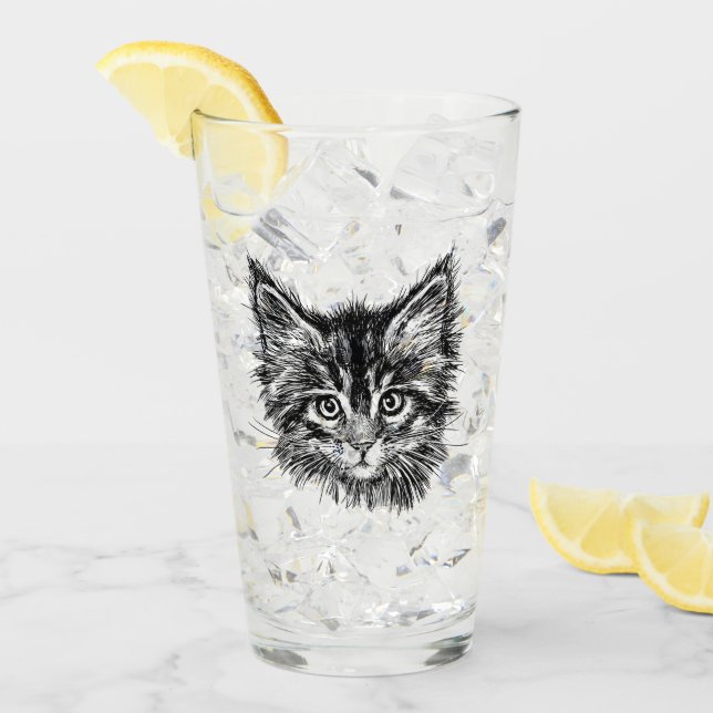 Black and White Kitten Ansikte Glaskopp (Framsida Ice)