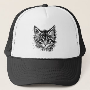 Black and White Kitten Ansikte Keps