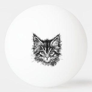 Black and White Kitten Ansikte Pingisboll