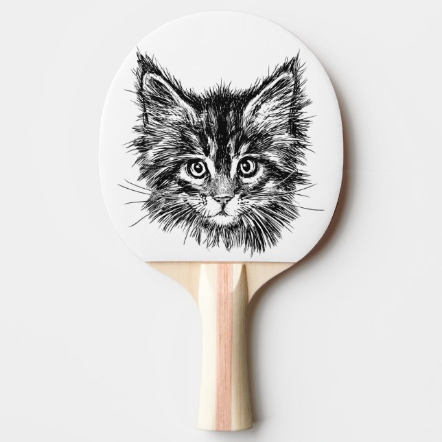 Black and White Kitten Ansikte Pingisracket (Framsidan)