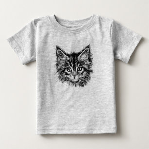 Black and White Kitten Ansikte T Shirt