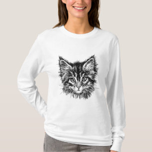 Black and White Kitten Ansikte T Shirt