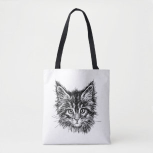 Black and White Kitten Ansikte Tygkasse
