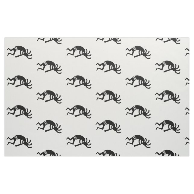 Black and White Kokopelli Mönster Southwest Design Tyg (Fat Quarter)