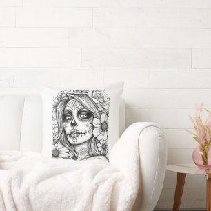 Black and white La Catrina Kudde