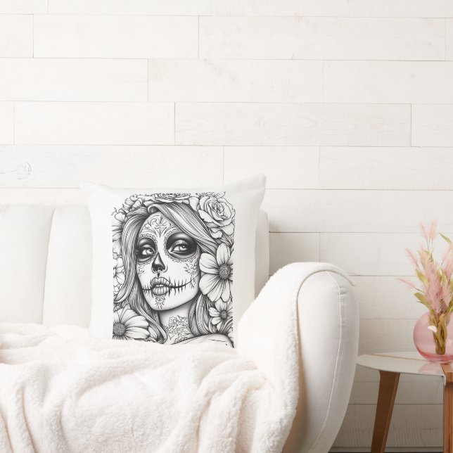 Black and white La Catrina Kudde (Soffa)