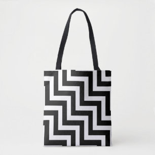 Black and White Large Diagonal Chevron Rand Tygkasse