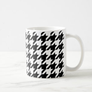 Black and White Large Houndstooth Mönster Kaffemugg