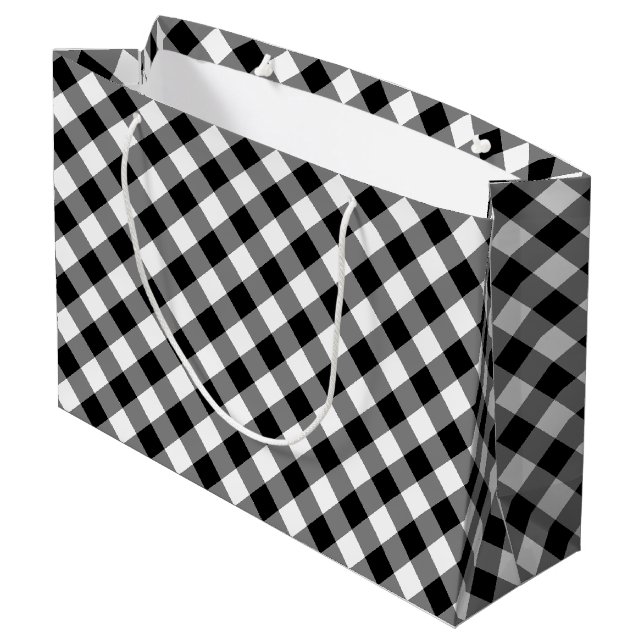 Black and White Large Storlek Diagonal Gingham Che (Baksidan Vinklad)