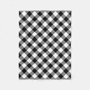 Black and White Large Storlek Diagonal Gingham Che Fleecefilt