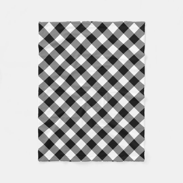 Black and White Large Storlek Diagonal Gingham Che Fleecefilt (Framsidan)