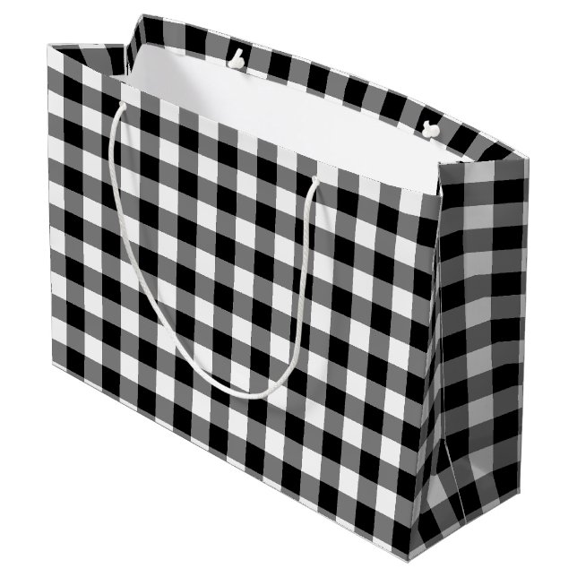 Black and White Large Storlek Gingham Checks (Baksidan Vinklad)