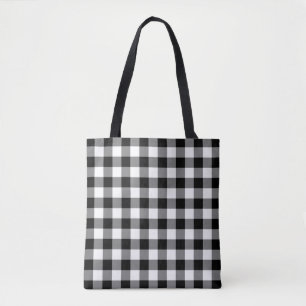 Black and White Large Storlek Gingham Checks Mönst Tygkasse
