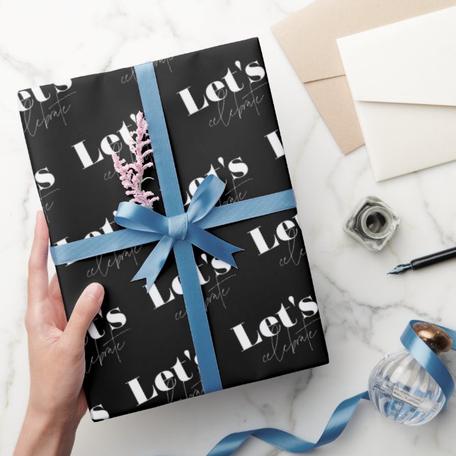 Black and White Låt oss Celebrate Birthday Presentpapper (Gifting)
